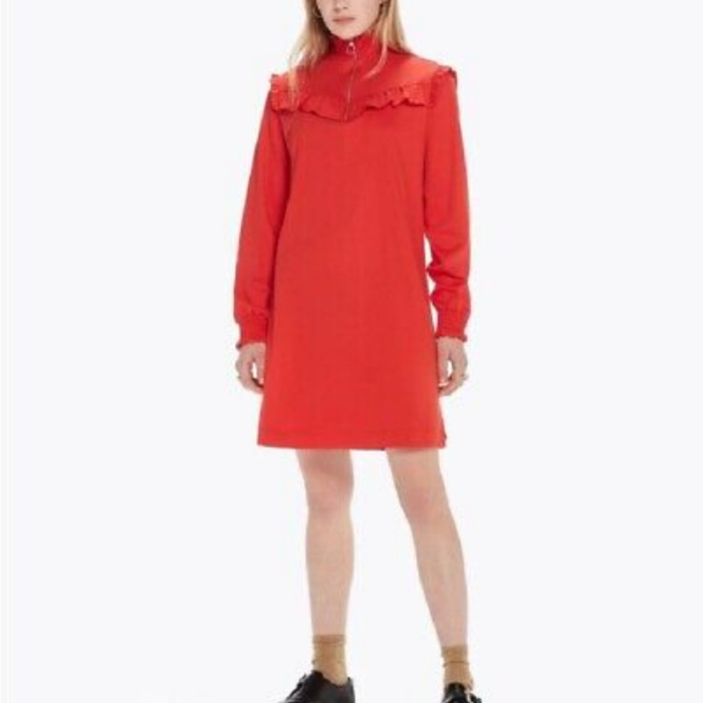Scotch & Soda Smocked Neck Jersey Dress Poppy Red Size Small *As Is*